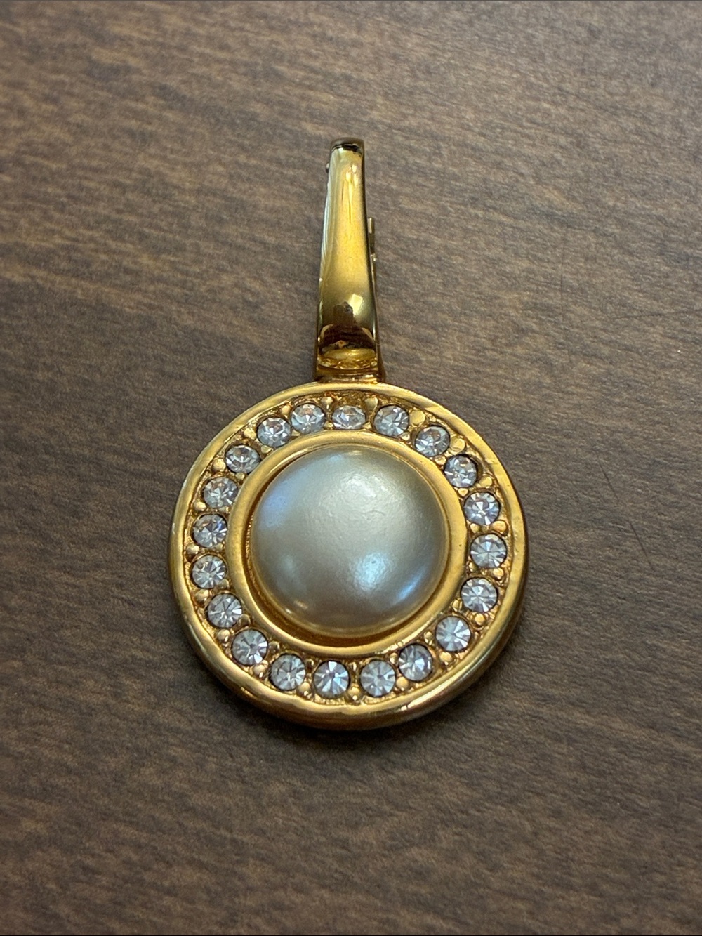 Vintage Signed SAL Swarovski Gold Tone with Simulated Pearl & Crystal Pendant